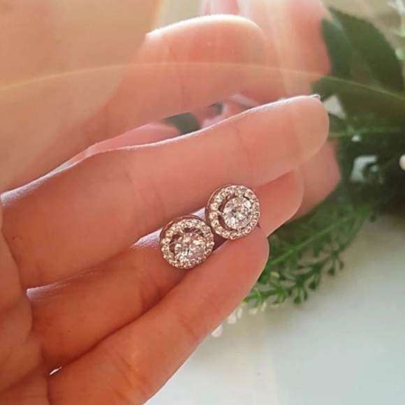 NEW STERLING SILVER DIAMOND EARRINGS - Picture 3 of 6